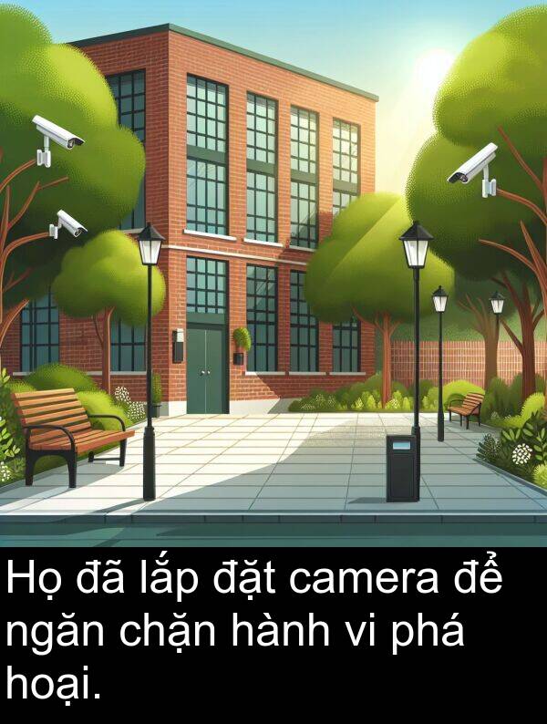 đặt: Họ đã lắp đặt camera để ngăn chặn hành vi phá hoại.