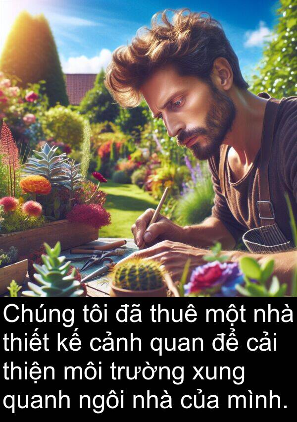 cải: Chúng tôi đã thuê một nhà thiết kế cảnh quan để cải thiện môi trường xung quanh ngôi nhà của mình.