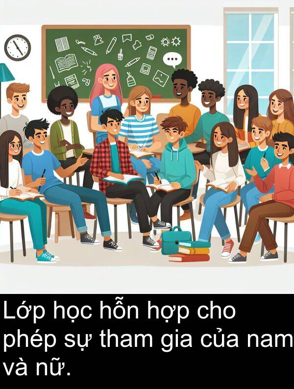 phép: Lớp học hỗn hợp cho phép sự tham gia của nam và nữ.