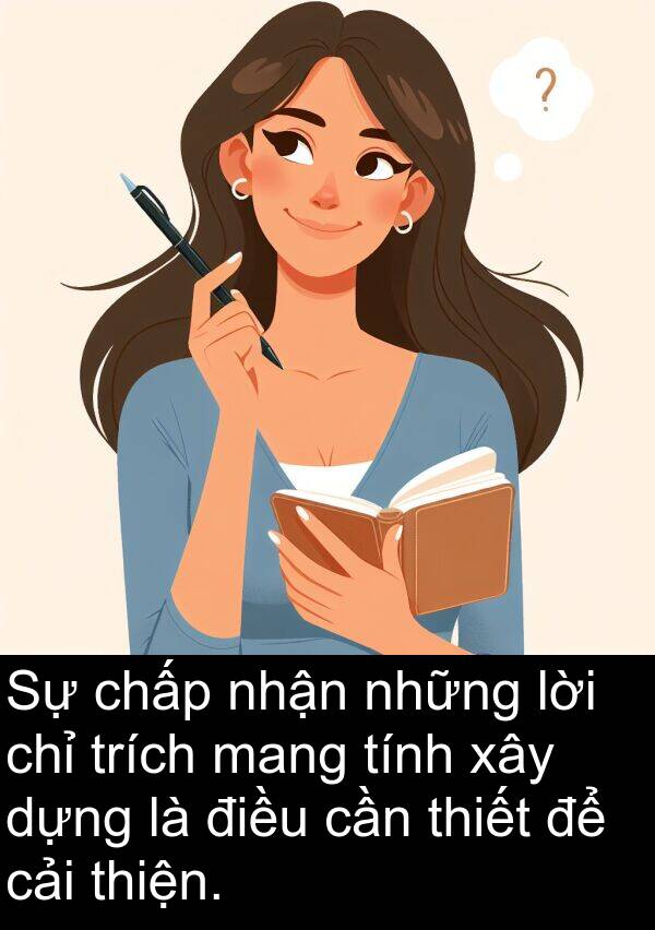 lời: Sự chấp nhận những lời chỉ trích mang tính xây dựng là điều cần thiết để cải thiện.