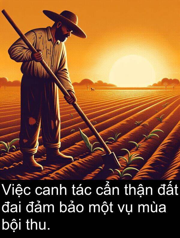 đảm: Việc canh tác cẩn thận đất đai đảm bảo một vụ mùa bội thu.