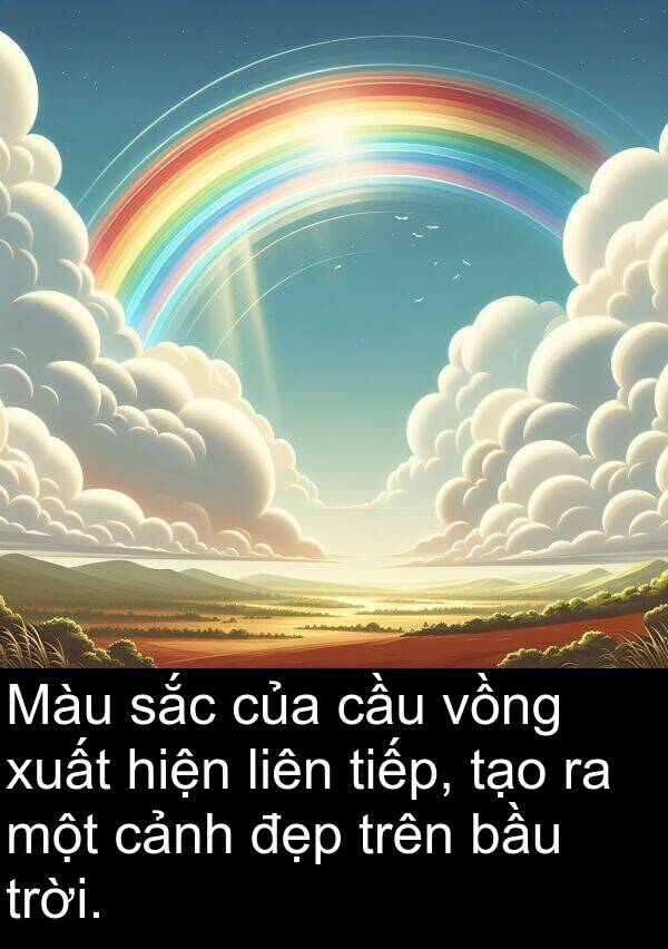 bầu: Màu sắc của cầu vồng xuất hiện liên tiếp, tạo ra một cảnh đẹp trên bầu trời.