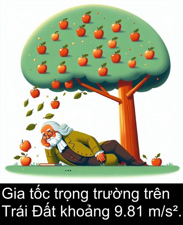 trọng: Gia tốc trọng trường trên Trái Đất khoảng 9.81 m/s².
