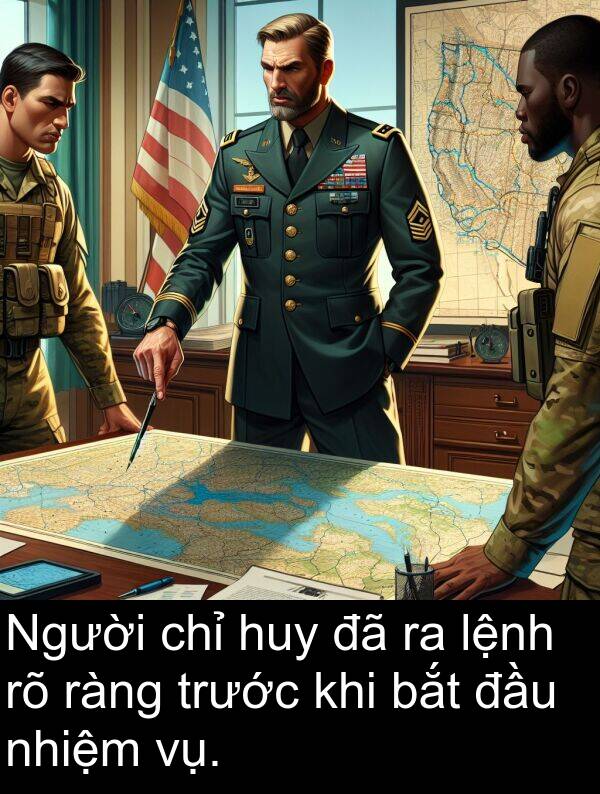 đầu: Người chỉ huy đã ra lệnh rõ ràng trước khi bắt đầu nhiệm vụ.