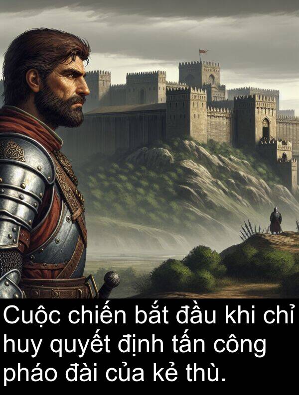đài: Cuộc chiến bắt đầu khi chỉ huy quyết định tấn công pháo đài của kẻ thù.