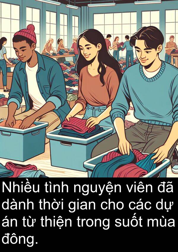 đông: Nhiều tình nguyện viên đã dành thời gian cho các dự án từ thiện trong suốt mùa đông.