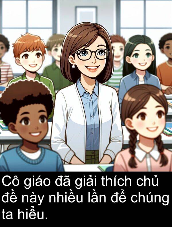 lần: Cô giáo đã giải thích chủ đề này nhiều lần để chúng ta hiểu.
