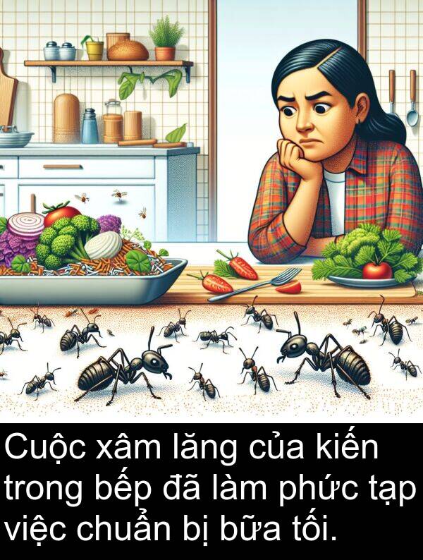bữa: Cuộc xâm lăng của kiến trong bếp đã làm phức tạp việc chuẩn bị bữa tối.
