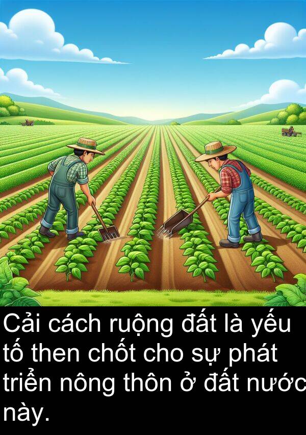 ruộng: Cải cách ruộng đất là yếu tố then chốt cho sự phát triển nông thôn ở đất nước này.