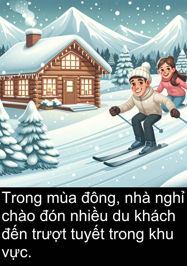 đón: Trong mùa đông, nhà nghỉ chào đón nhiều du khách đến trượt tuyết trong khu vực.