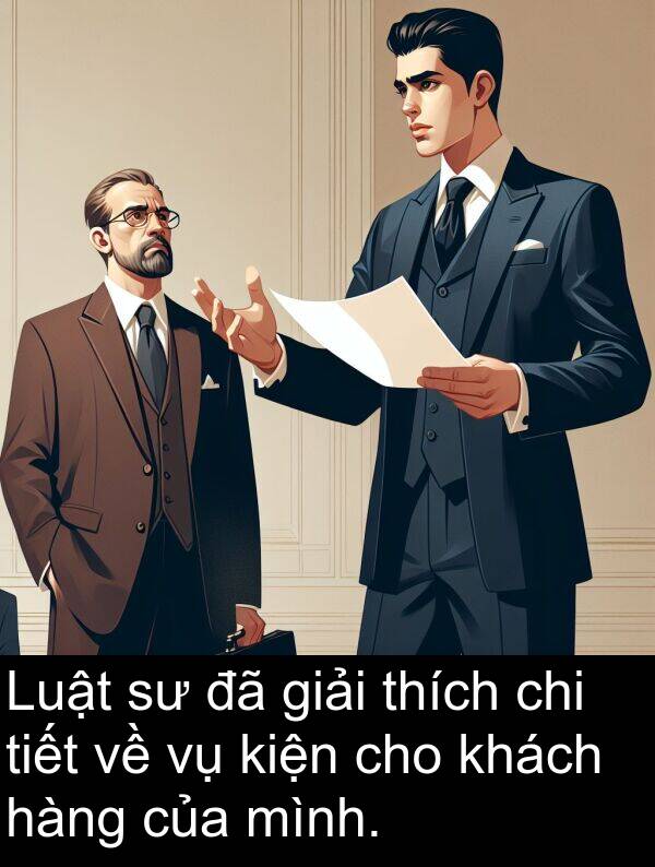 tiết: Luật sư đã giải thích chi tiết về vụ kiện cho khách hàng của mình.