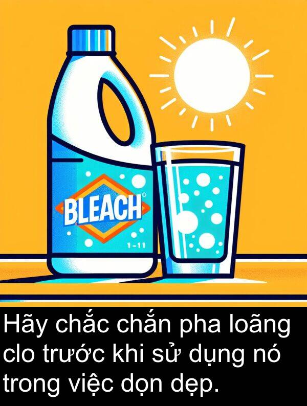 chắc: Hãy chắc chắn pha loãng clo trước khi sử dụng nó trong việc dọn dẹp.