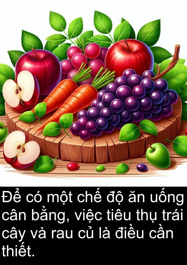 thụ: Để có một chế độ ăn uống cân bằng, việc tiêu thụ trái cây và rau củ là điều cần thiết.