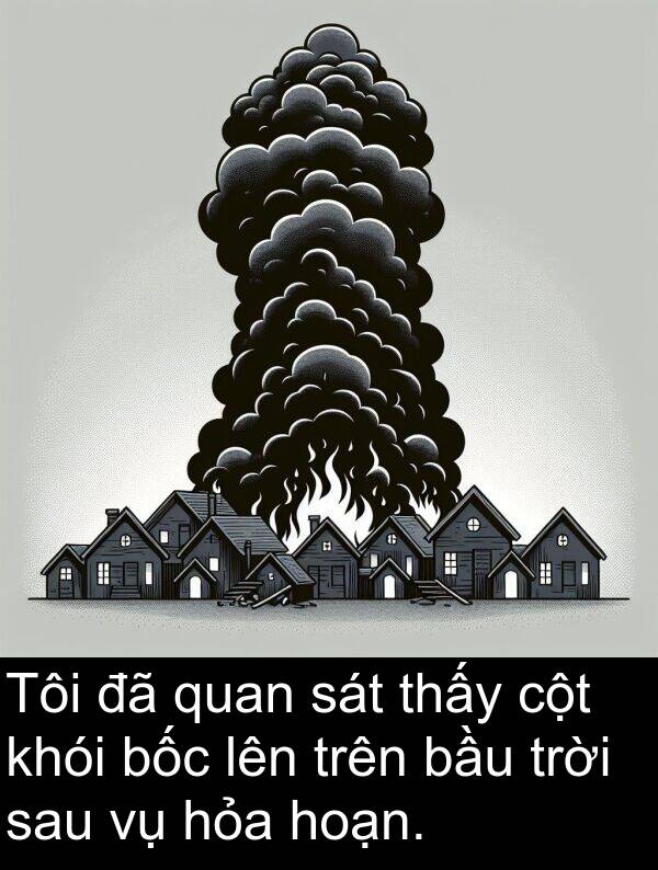 hoạn: Tôi đã quan sát thấy cột khói bốc lên trên bầu trời sau vụ hỏa hoạn.