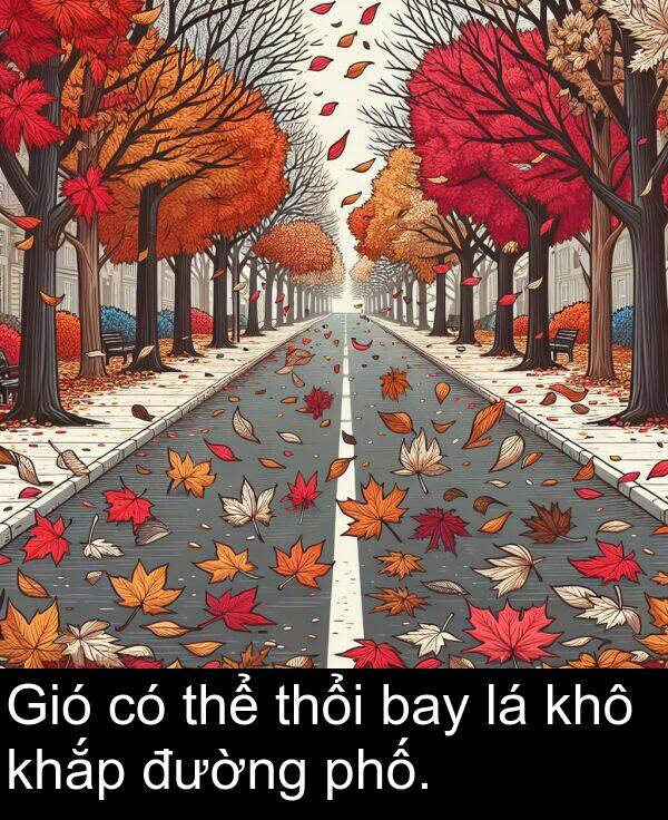 thổi: Gió có thể thổi bay lá khô khắp đường phố.