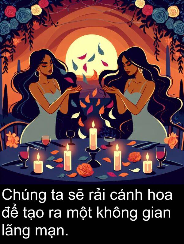 lãng: Chúng ta sẽ rải cánh hoa để tạo ra một không gian lãng mạn.