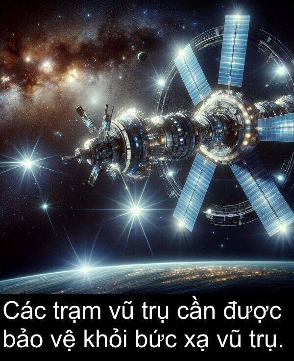 trụ: Các trạm vũ trụ cần được bảo vệ khỏi bức xạ vũ trụ.