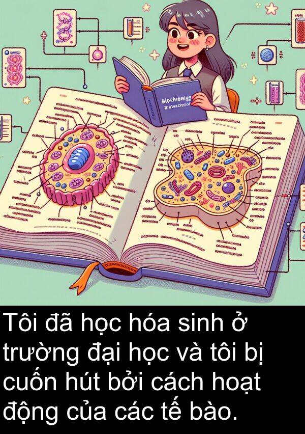 bào: Tôi đã học hóa sinh ở trường đại học và tôi bị cuốn hút bởi cách hoạt động của các tế bào.