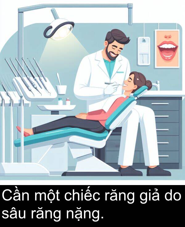 giả: Cần một chiếc răng giả do sâu răng nặng.