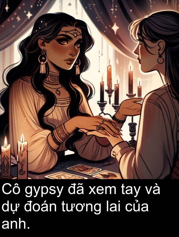đoán: Cô gypsy đã xem tay và dự đoán tương lai của anh.
