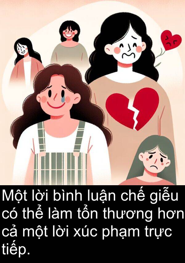 xúc: Một lời bình luận chế giễu có thể làm tổn thương hơn cả một lời xúc phạm trực tiếp.