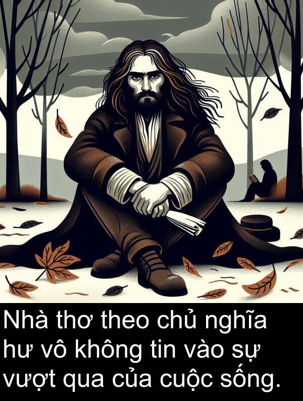 chủ: Nhà thơ theo chủ nghĩa hư vô không tin vào sự vượt qua của cuộc sống.