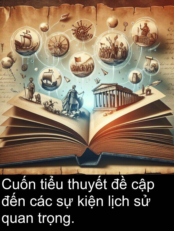 cập: Cuốn tiểu thuyết đề cập đến các sự kiện lịch sử quan trọng.