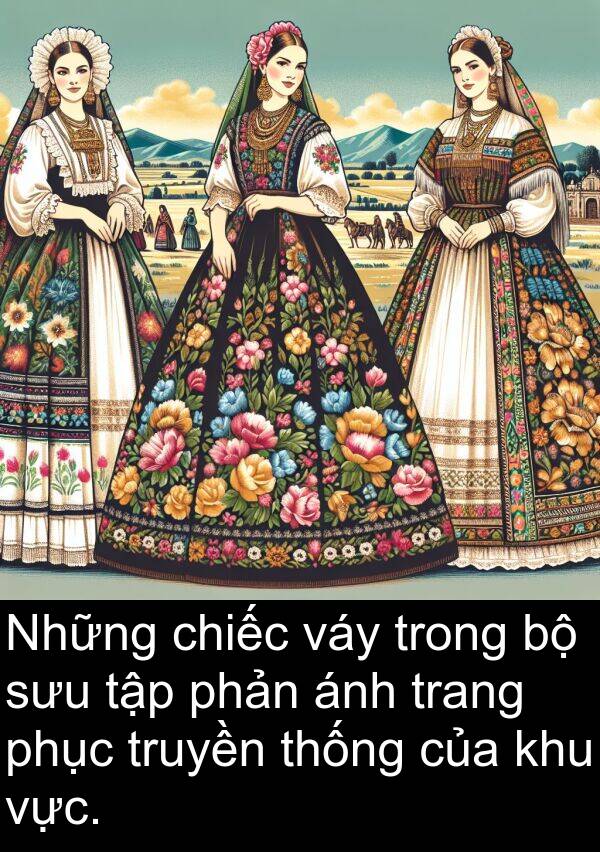 sưu: Những chiếc váy trong bộ sưu tập phản ánh trang phục truyền thống của khu vực.