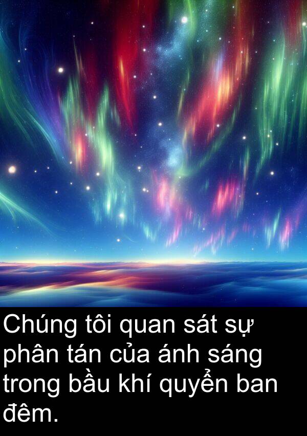 ban: Chúng tôi quan sát sự phân tán của ánh sáng trong bầu khí quyển ban đêm.