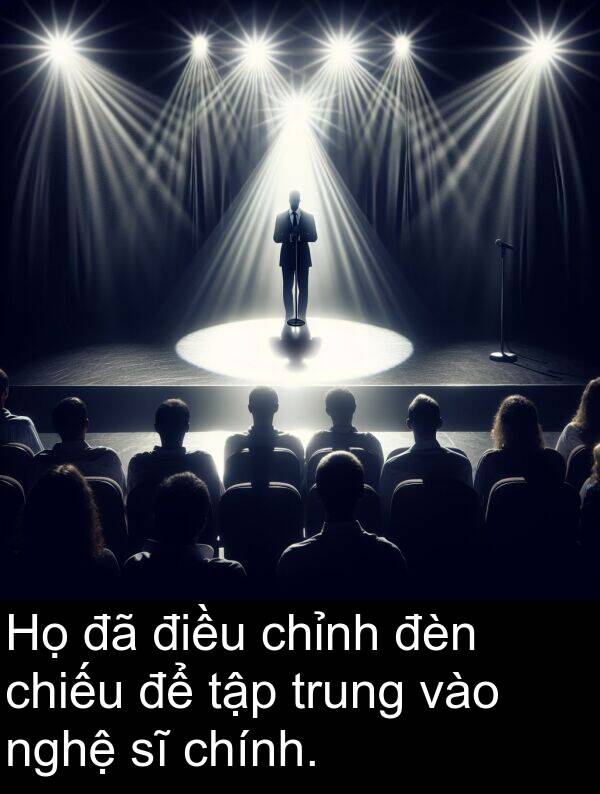 chính: Họ đã điều chỉnh đèn chiếu để tập trung vào nghệ sĩ chính.