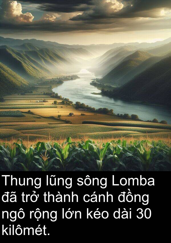 lũng: Thung lũng sông Lomba đã trở thành cánh đồng ngô rộng lớn kéo dài 30 kilômét.