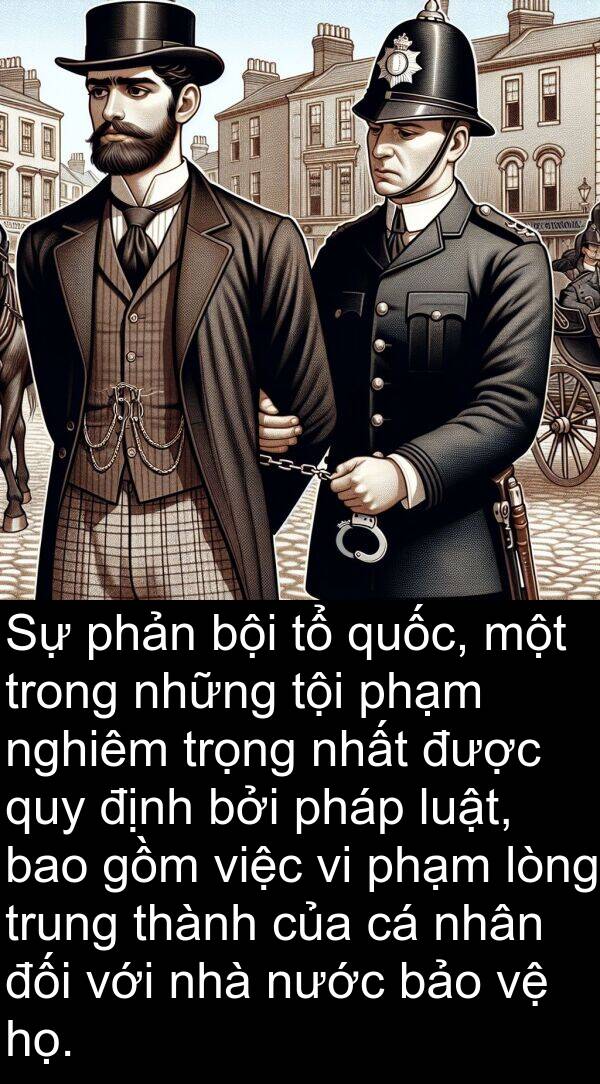 bội: Sự phản bội tổ quốc, một trong những tội phạm nghiêm trọng nhất được quy định bởi pháp luật, bao gồm việc vi phạm lòng trung thành của cá nhân đối với nhà nước bảo vệ họ.