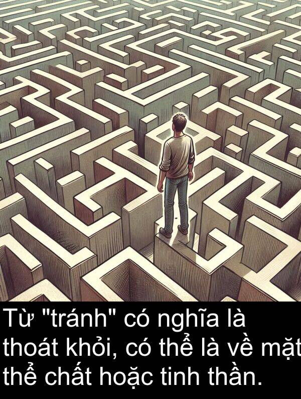 thoát: Từ "tránh" có nghĩa là thoát khỏi, có thể là về mặt thể chất hoặc tinh thần.