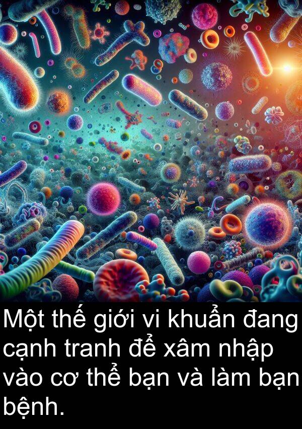xâm: Một thế giới vi khuẩn đang cạnh tranh để xâm nhập vào cơ thể bạn và làm bạn bệnh.