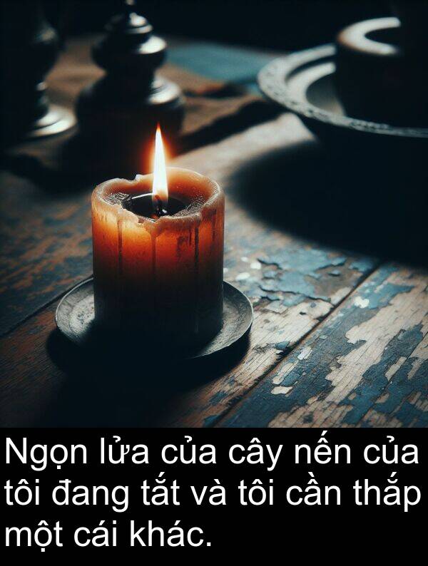 lửa: Ngọn lửa của cây nến của tôi đang tắt và tôi cần thắp một cái khác.