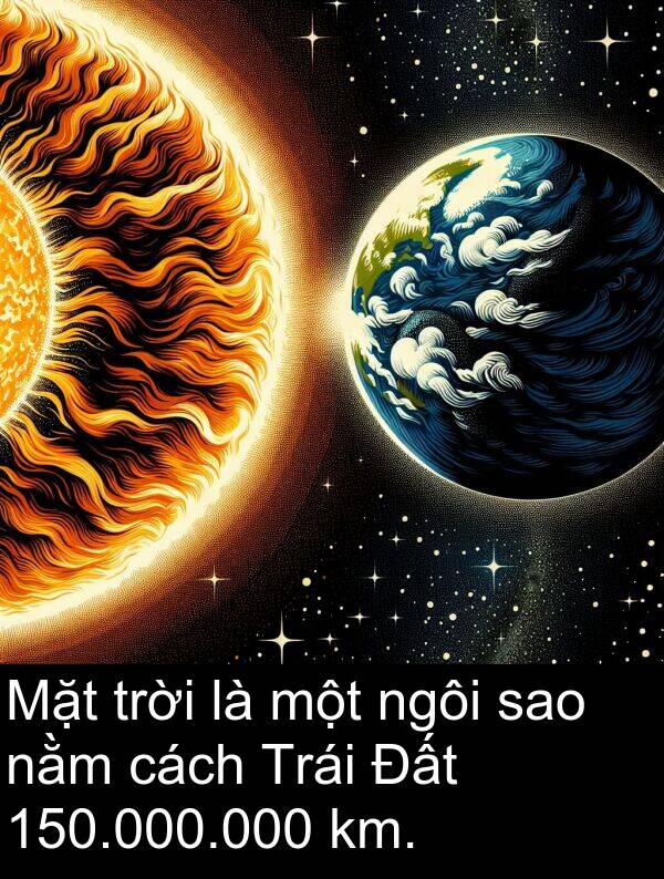 nằm: Mặt trời là một ngôi sao nằm cách Trái Đất 150.000.000 km.