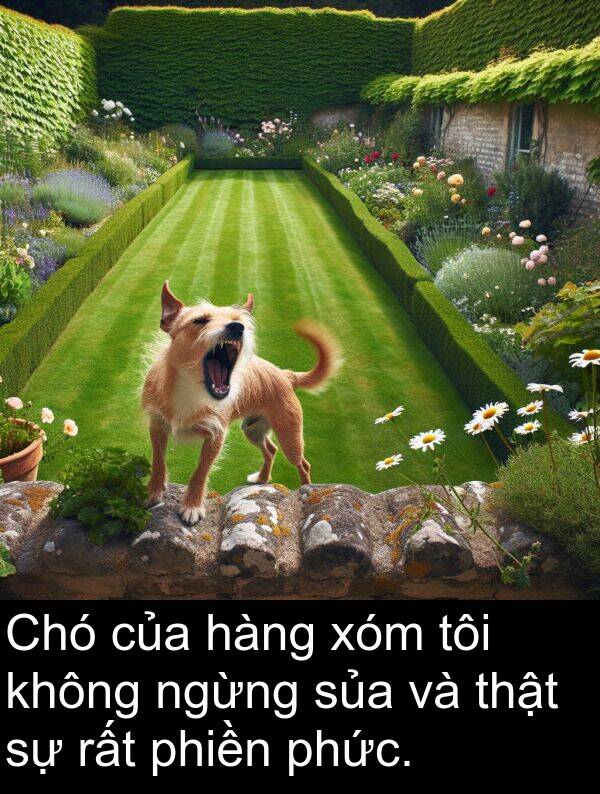 ngừng: Chó của hàng xóm tôi không ngừng sủa và thật sự rất phiền phức.