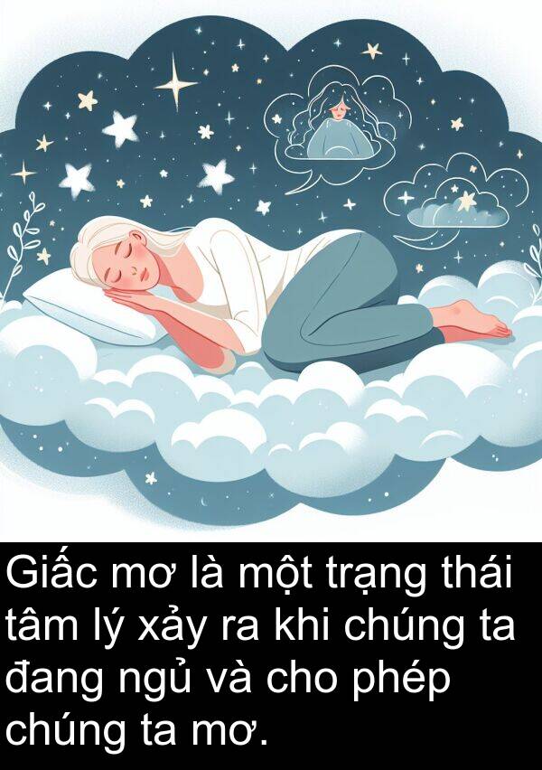 trạng: Giấc mơ là một trạng thái tâm lý xảy ra khi chúng ta đang ngủ và cho phép chúng ta mơ.