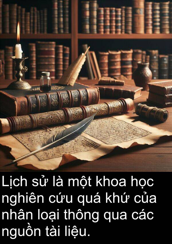 nguồn: Lịch sử là một khoa học nghiên cứu quá khứ của nhân loại thông qua các nguồn tài liệu.