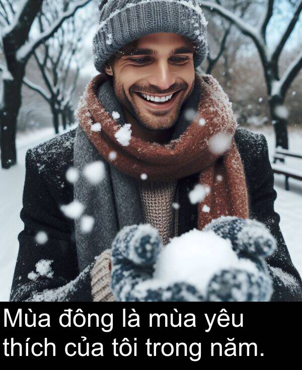 đông: Mùa đông là mùa yêu thích của tôi trong năm.