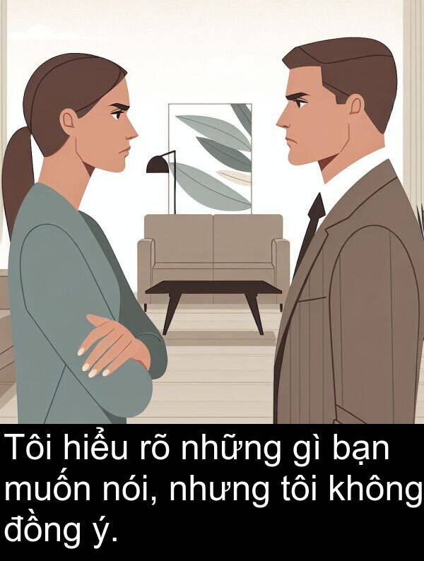 nói: Tôi hiểu rõ những gì bạn muốn nói, nhưng tôi không đồng ý.