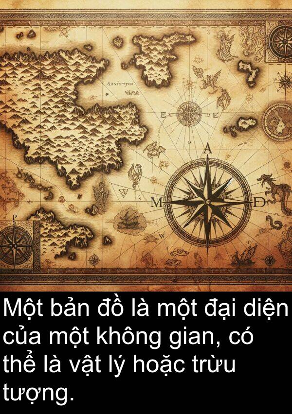 gian: Một bản đồ là một đại diện của một không gian, có thể là vật lý hoặc trừu tượng.