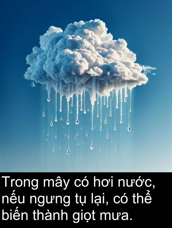 biến: Trong mây có hơi nước, nếu ngưng tụ lại, có thể biến thành giọt mưa.