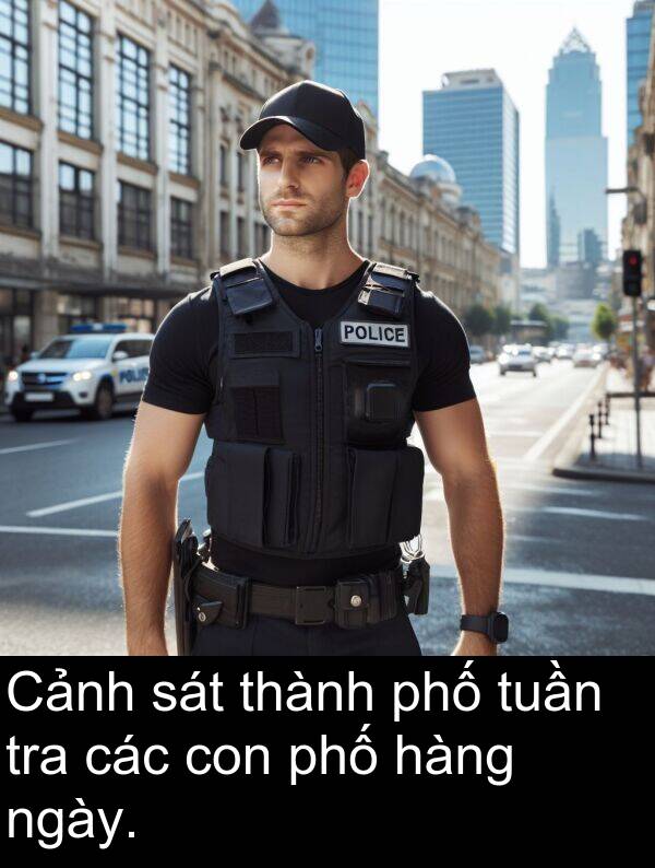 hàng: Cảnh sát thành phố tuần tra các con phố hàng ngày.
