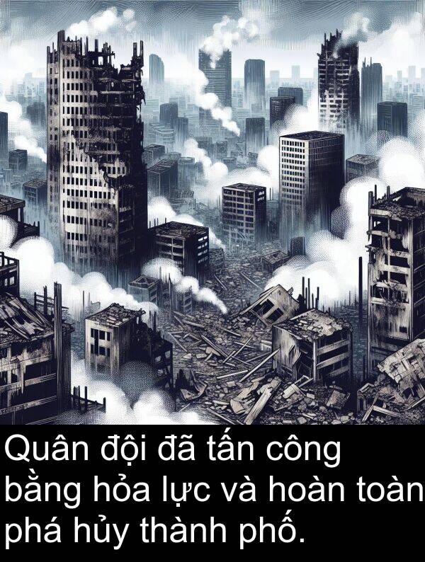 hoàn: Quân đội đã tấn công bằng hỏa lực và hoàn toàn phá hủy thành phố.