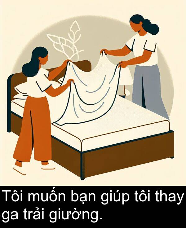 bạn: Tôi muốn bạn giúp tôi thay ga trải giường.