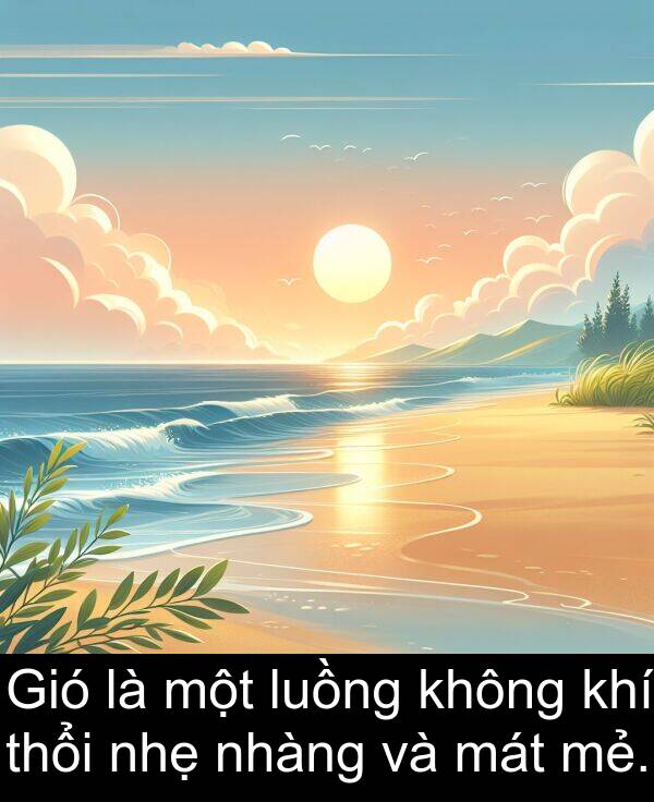 mẻ: Gió là một luồng không khí thổi nhẹ nhàng và mát mẻ.