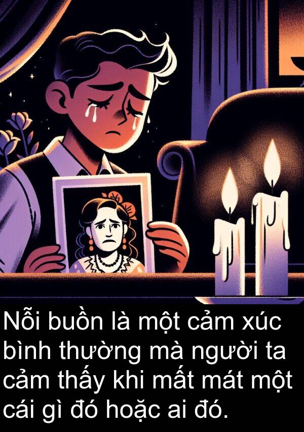 xúc: Nỗi buồn là một cảm xúc bình thường mà người ta cảm thấy khi mất mát một cái gì đó hoặc ai đó.