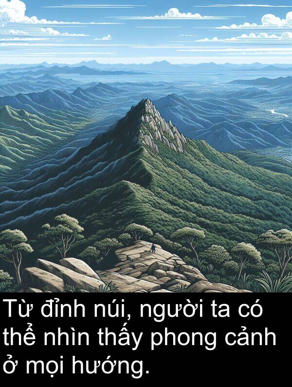 đỉnh: Từ đỉnh núi, người ta có thể nhìn thấy phong cảnh ở mọi hướng.