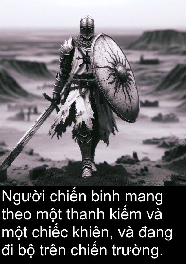 binh: Người chiến binh mang theo một thanh kiếm và một chiếc khiên, và đang đi bộ trên chiến trường.